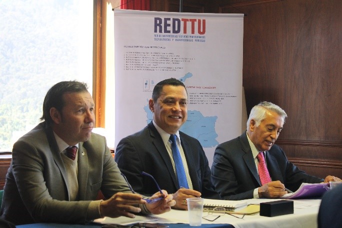 Presidente de la Asamblea, rector Omar Lengerke, Presidente de la REDTTU, rector Oscar Porras y Director Ejecutivo Felipe Ortiz