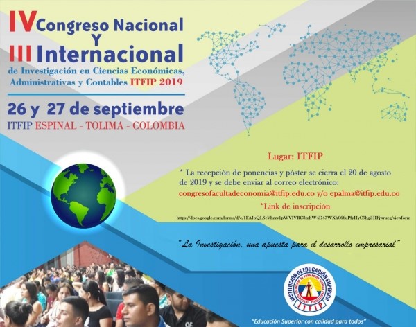 Congreso ITFIP 2019 sobre ciencias económicas, administrativas y contables