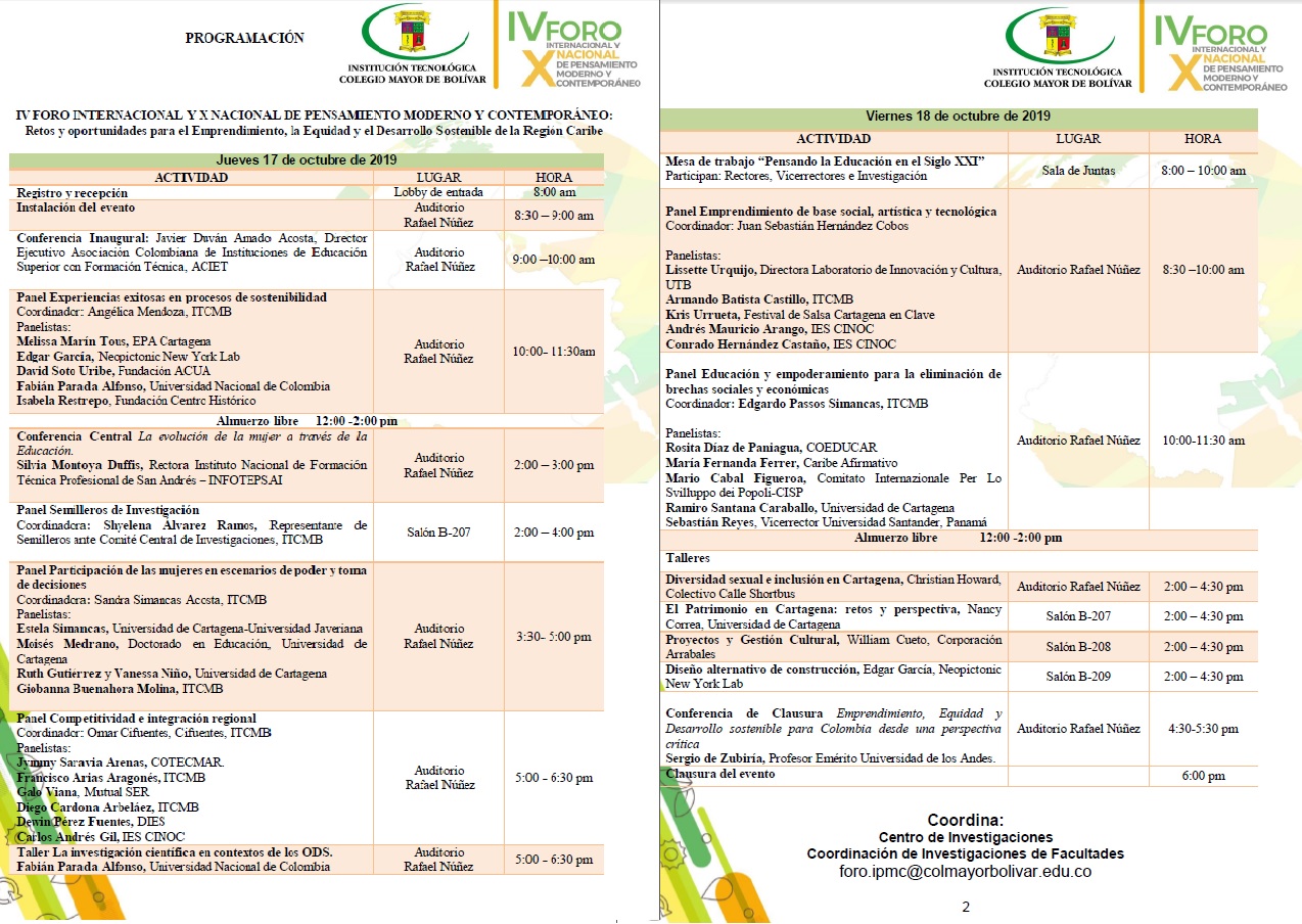 IV FORO INTERNACIONAL Y X NACIONAL DE PENSAMIENTO MODERNO Y CONTEMPORÁNEO