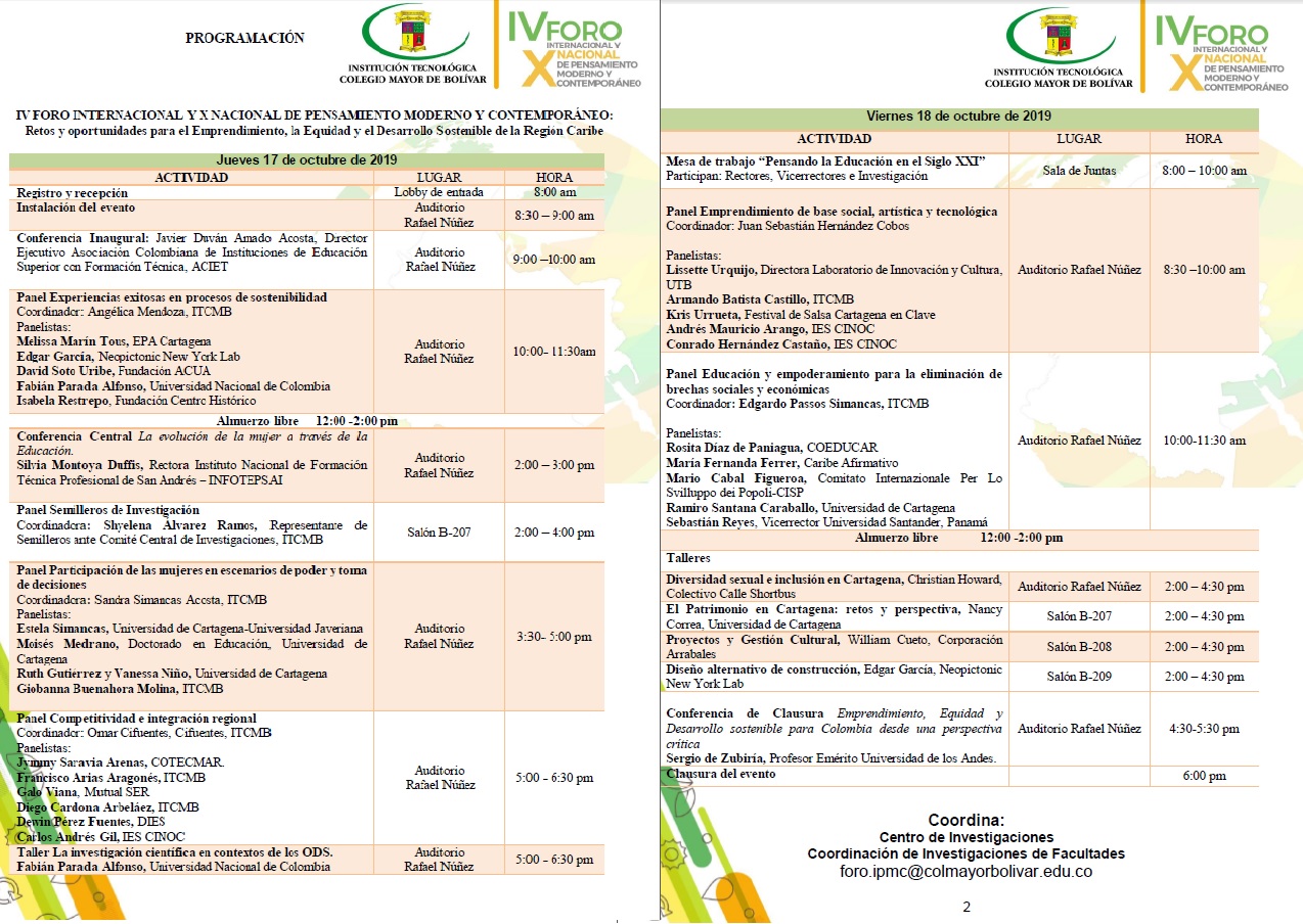 IV FORO INTERNACIONAL Y X NACIONAL DE PENSAMIENTO MODERNO Y CONTEMPORÁNEO